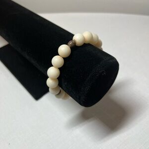 Natural stone stretch beaded bracelet. Cream. Stack em up for a fun Boho look!